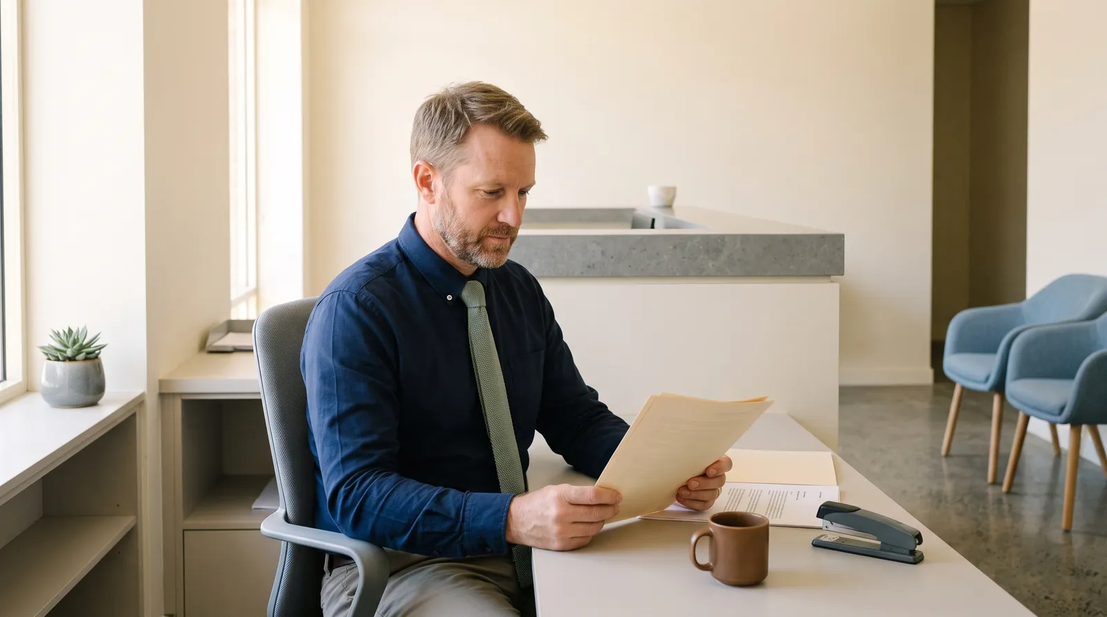 A manager reviewing the psychosocial code of practice